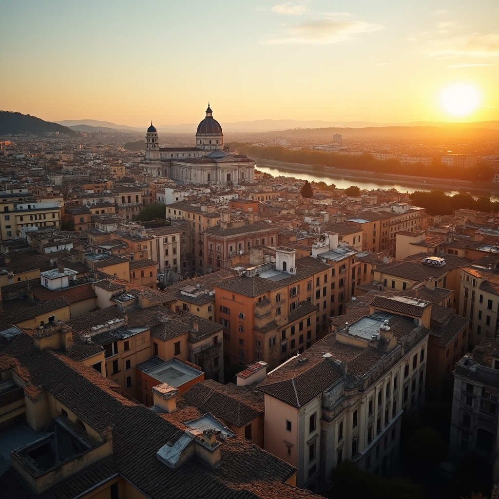 Vista panoramica di Roma con edifici professionali nel centro storico