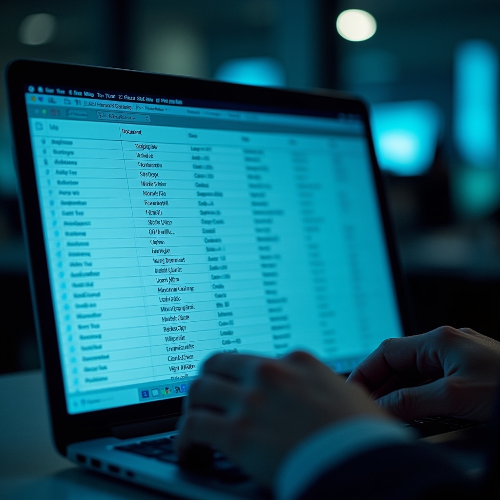 Software di indicizzazione documenti su schermo di laptop professionale